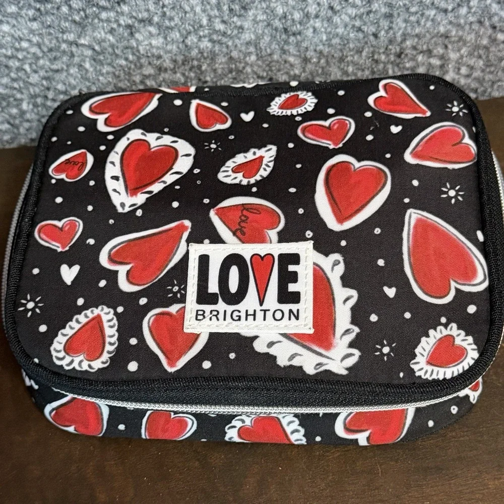 BRIGHTON Hearts A Flutter Zip Around Travel Jewelry Case Pouch